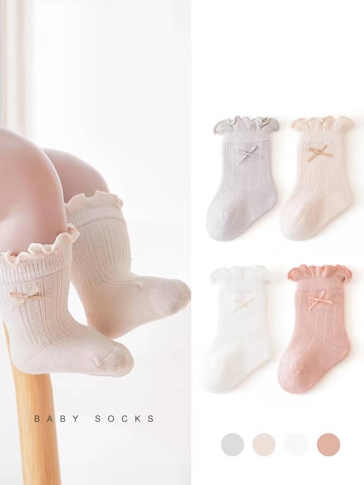 Baby lace socks: Cream/tan