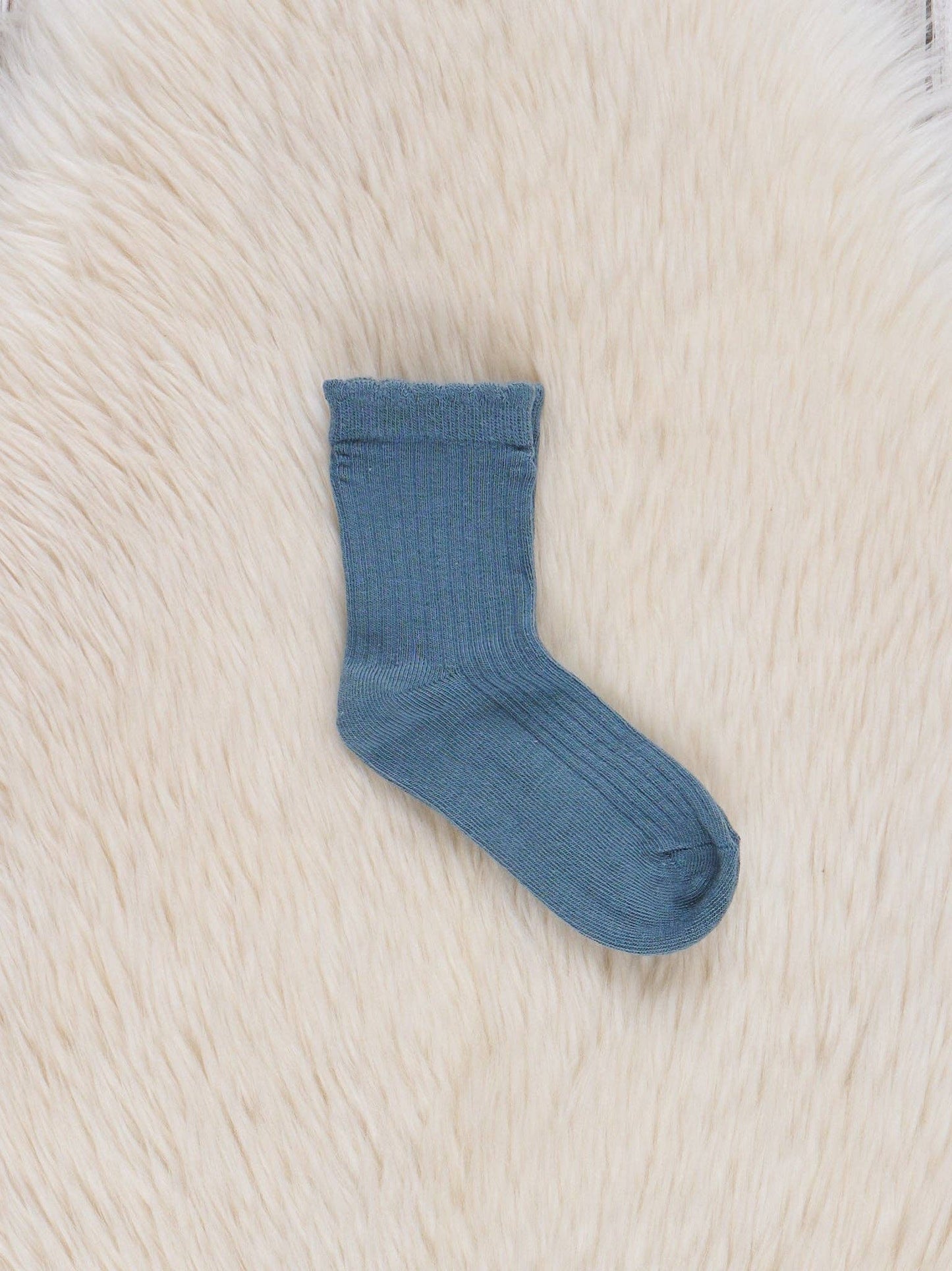 Scallop Hem Crew Socks: French Blue