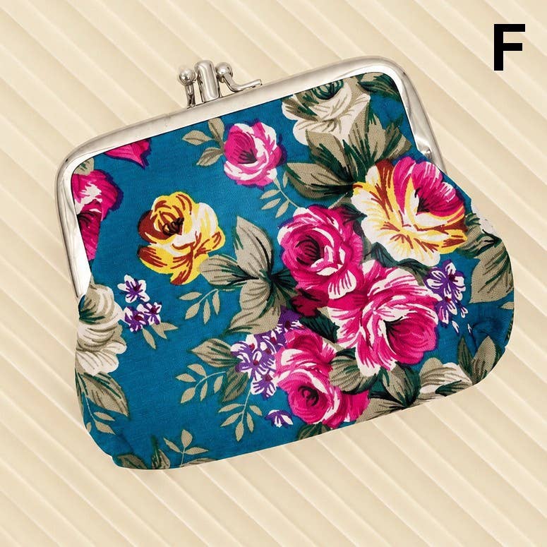 VINTAGE FLORAL KISS LOCK FRAME SMALL WALLET POUCH | 40P647: A
