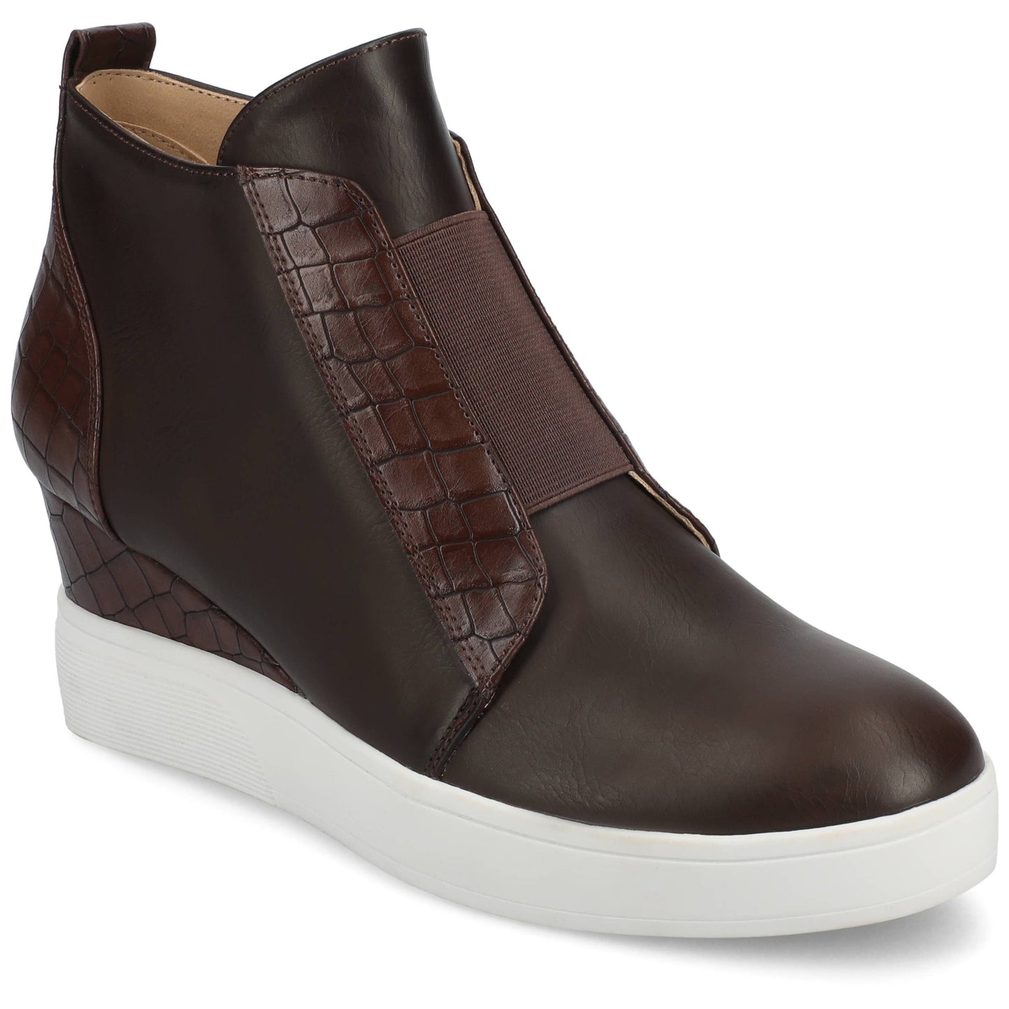 Clara Wedge Sneakers In Faux Leather: Black / 9 / Medium