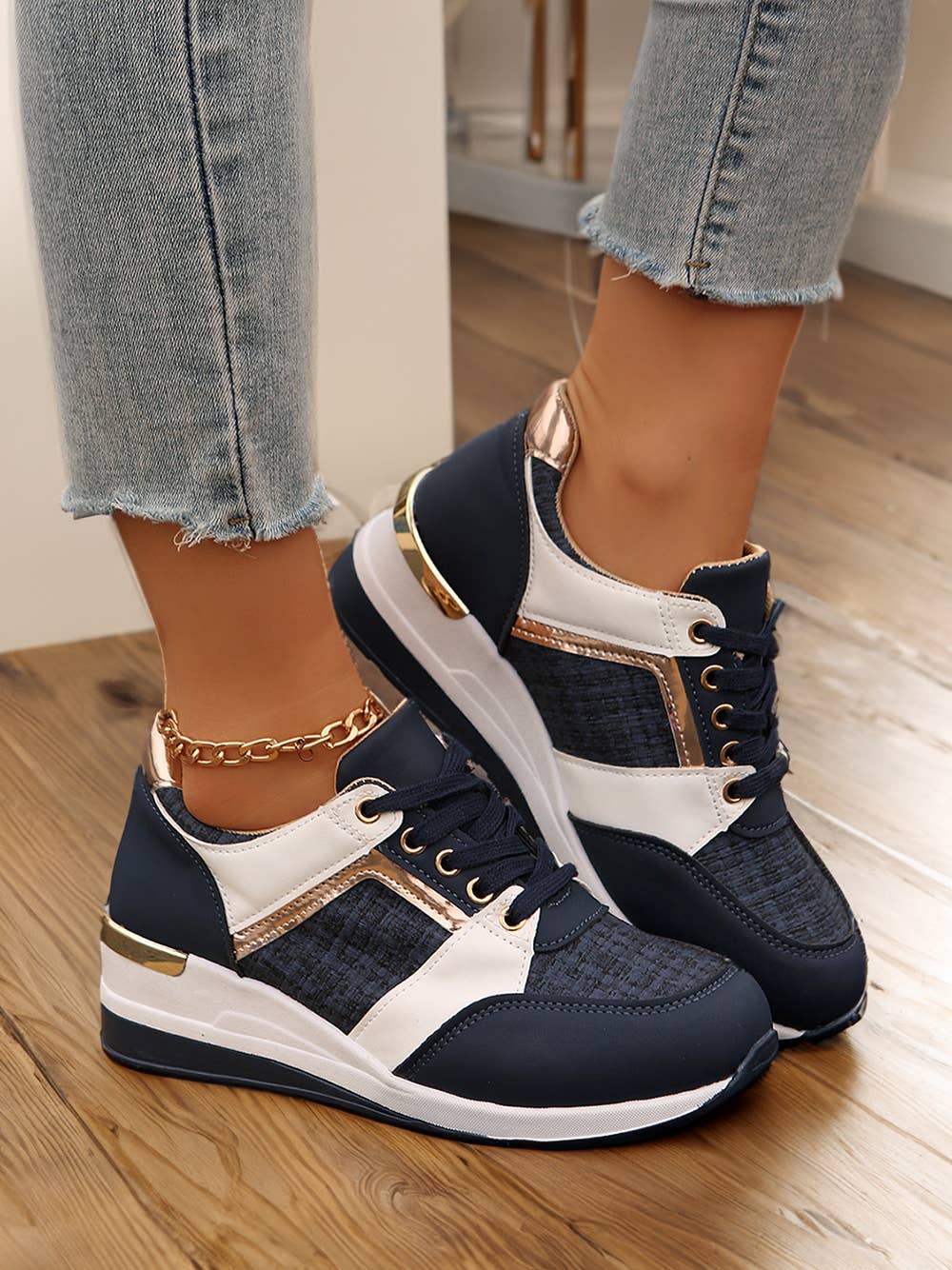 Wedge Sneakers: Sail Blue