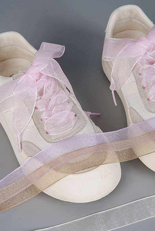 Sheer ribbon shoelaces Pink