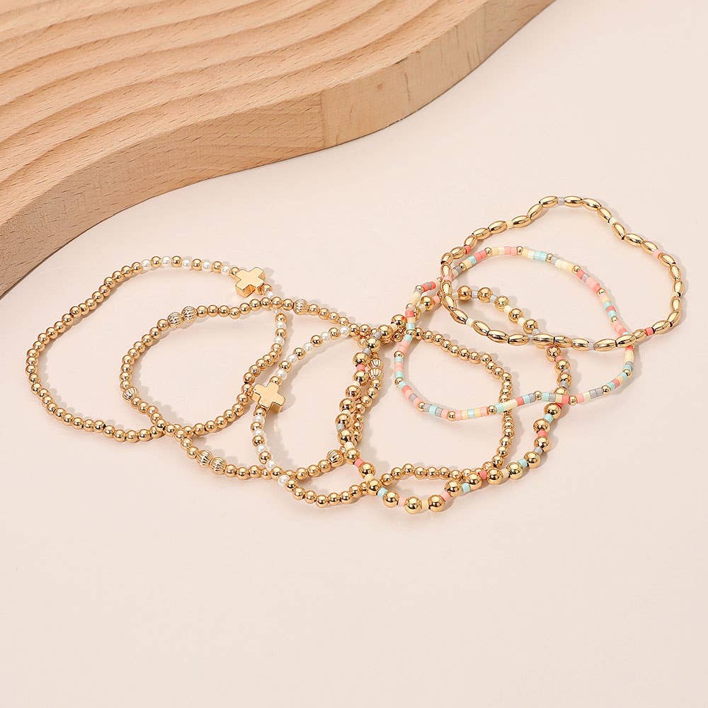 6 piece cross detail bracelet Neutral
