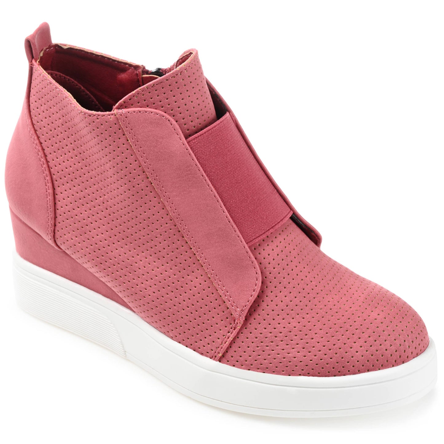 Clara Wedge Sneakers In Faux Leather: Olive / 7 / Medium