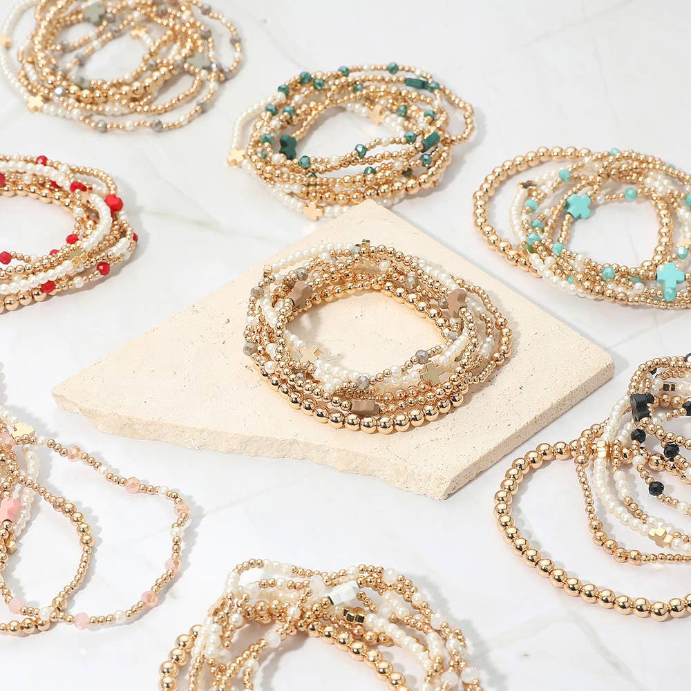 7 piece white cross bracelet
