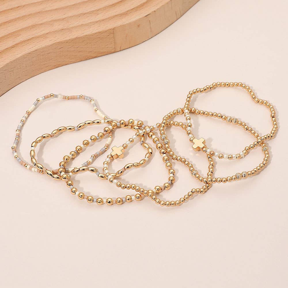 6 piece cross detail bracelet Neutral