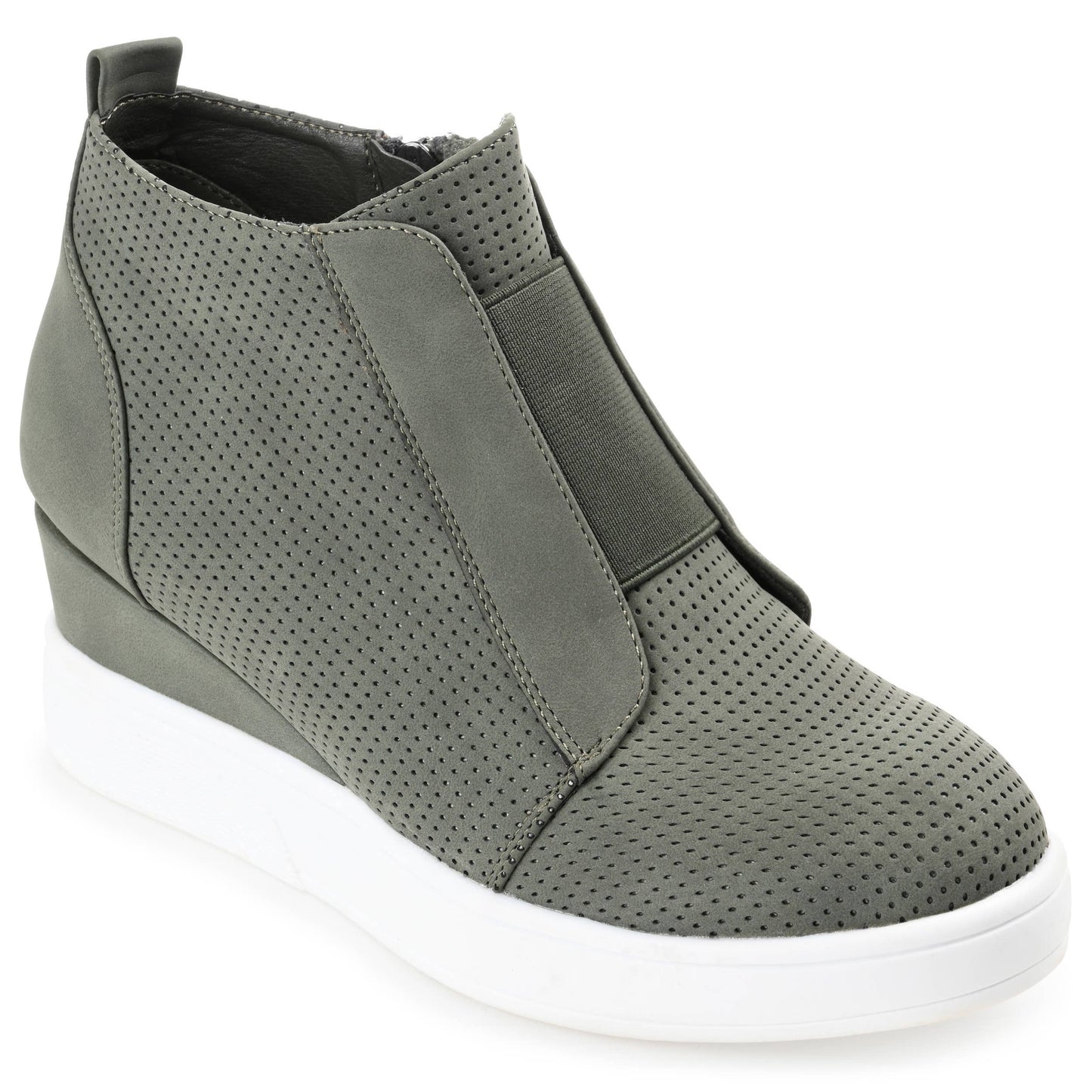 Clara Wedge Sneakers In Faux Leather: Black / 10 / Medium