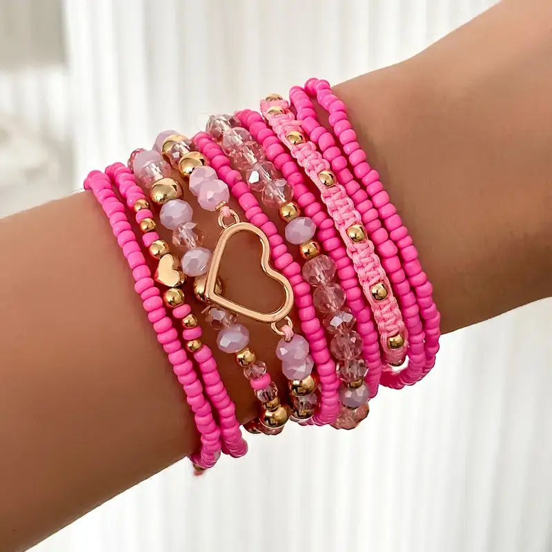 Pink beaded stack