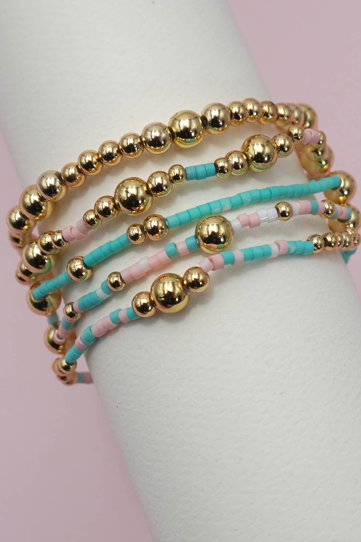 Multi layering bracelet teal/gold
