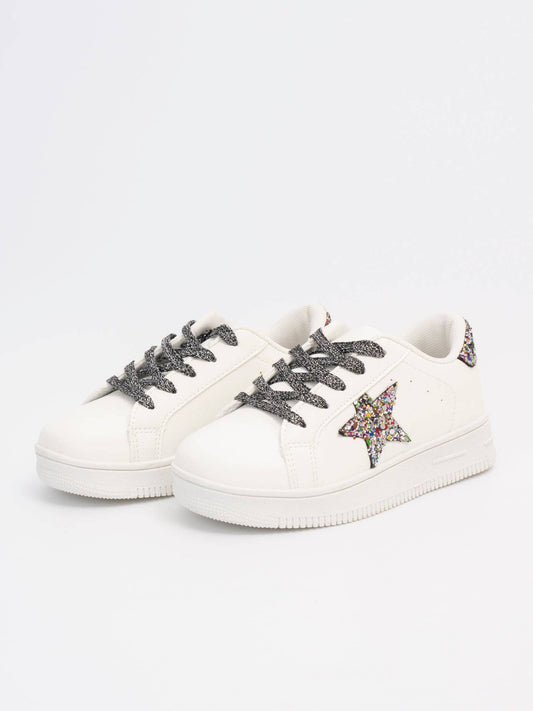 Girls' Sparkle Star Sneaker: Rainbow Glitter
