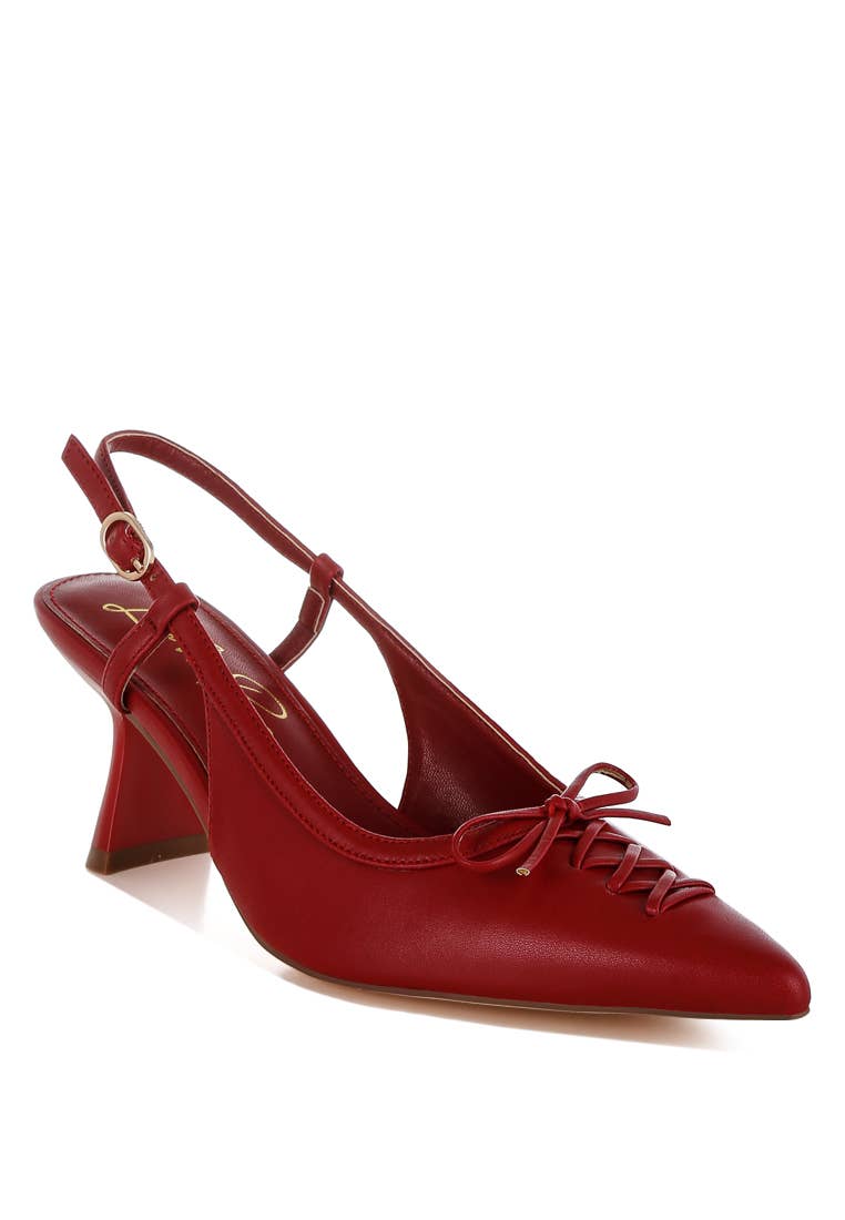 Red corset kitten heel