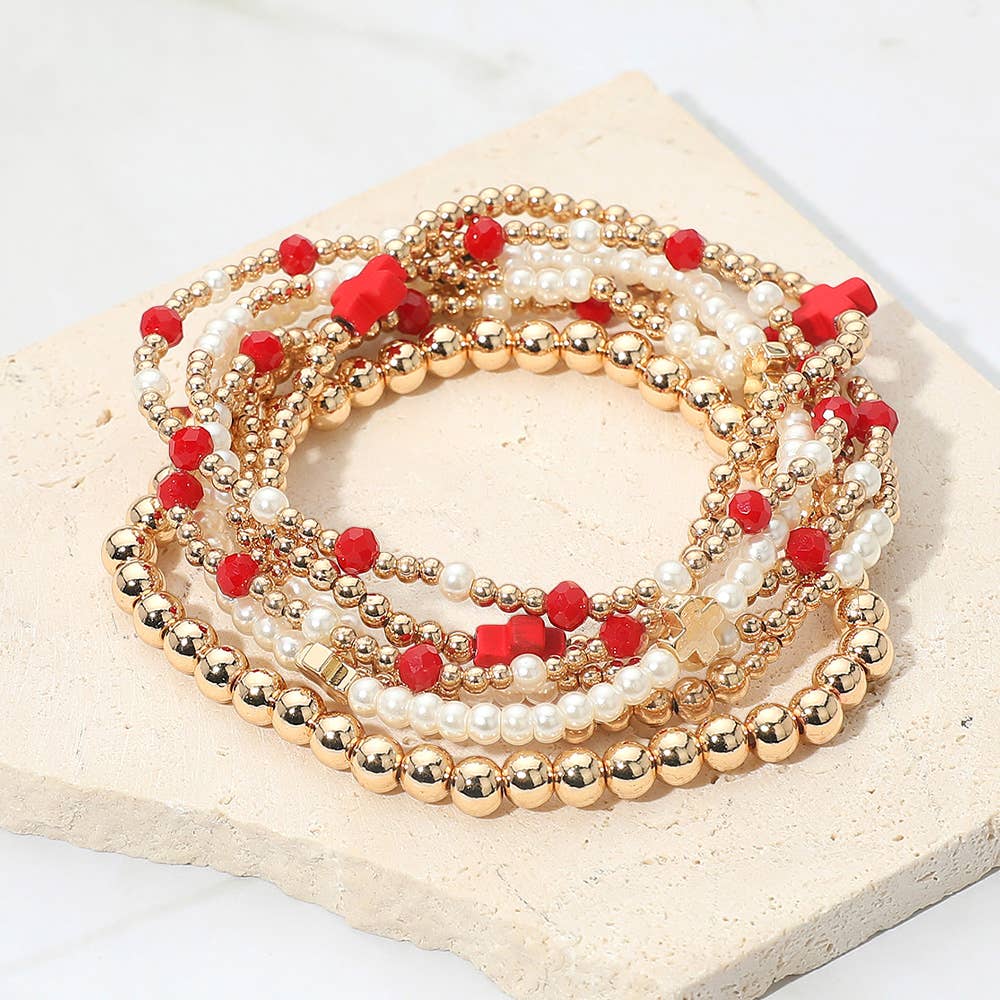 7 piece white cross bracelet