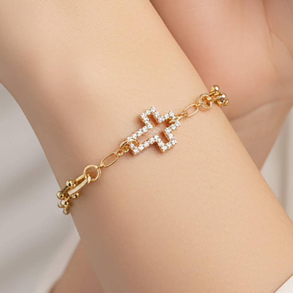 Gold cross bracelet