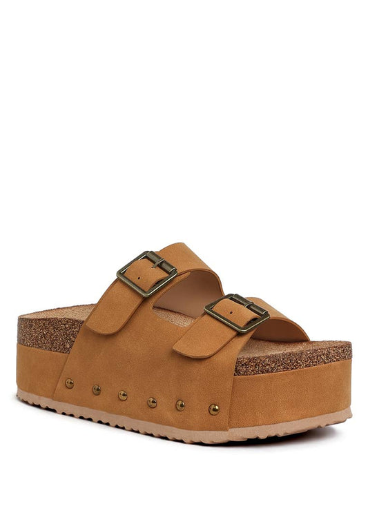 Platform studded slip ons