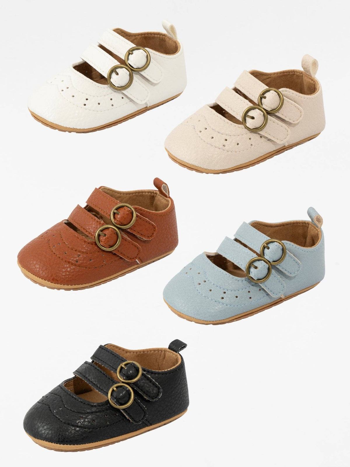 Double Buckle Mary Jane Baby Shoe Neutral: 12/18MOS