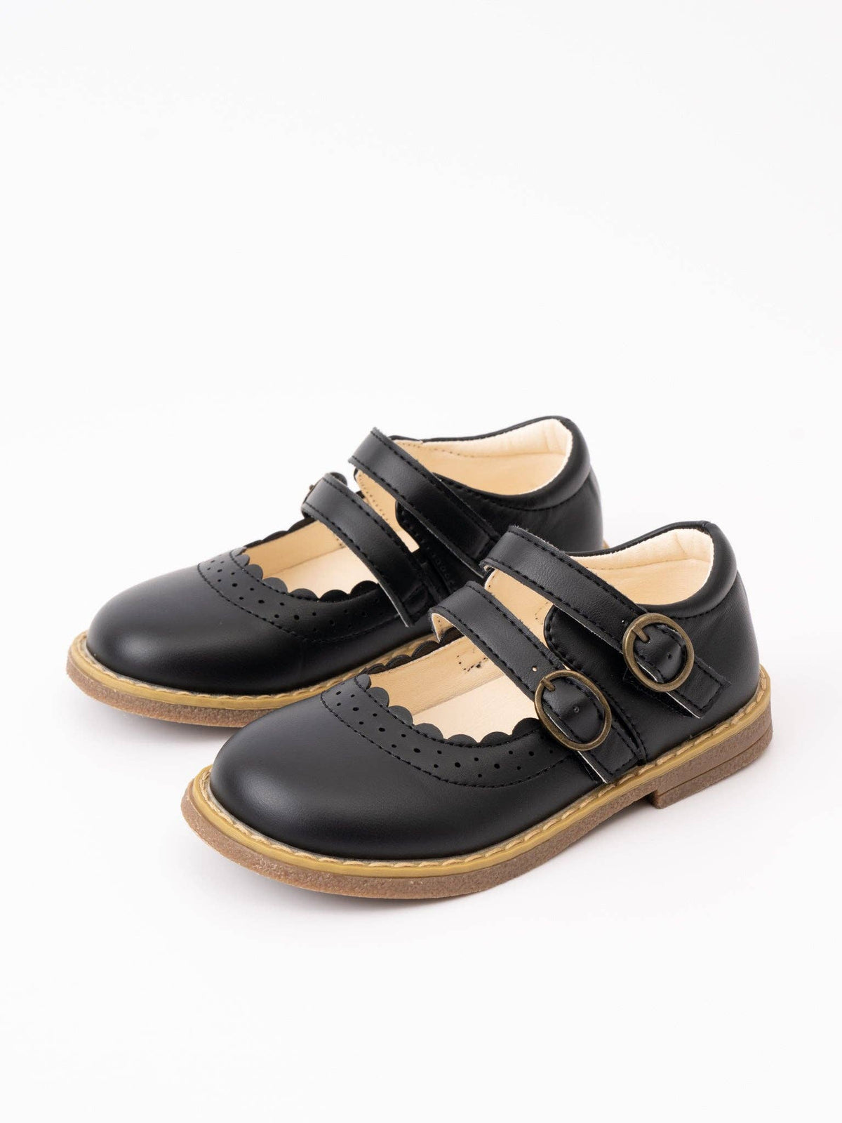 Double Buckle Mary Jane Hard Sole Shoes- Black: 12C
