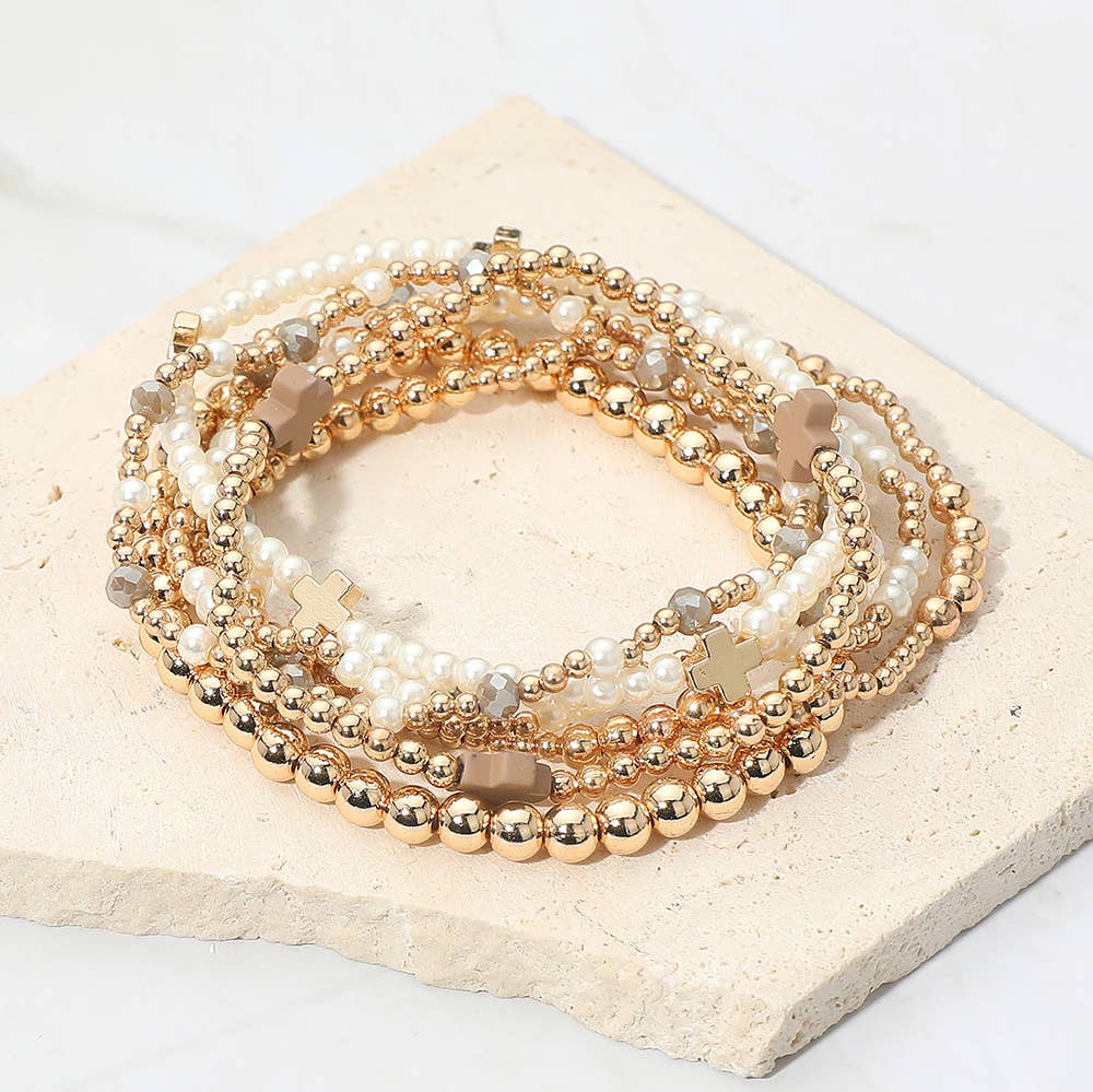 7 piece white cross bracelet