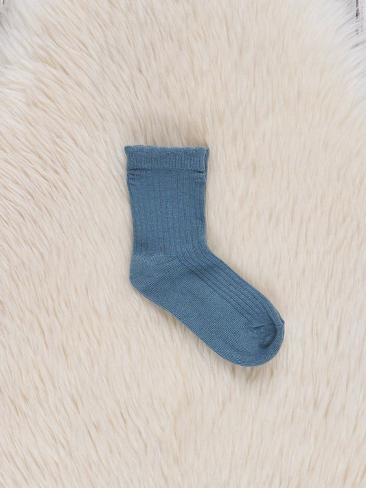 Scallop Hem Crew Socks: French Blue