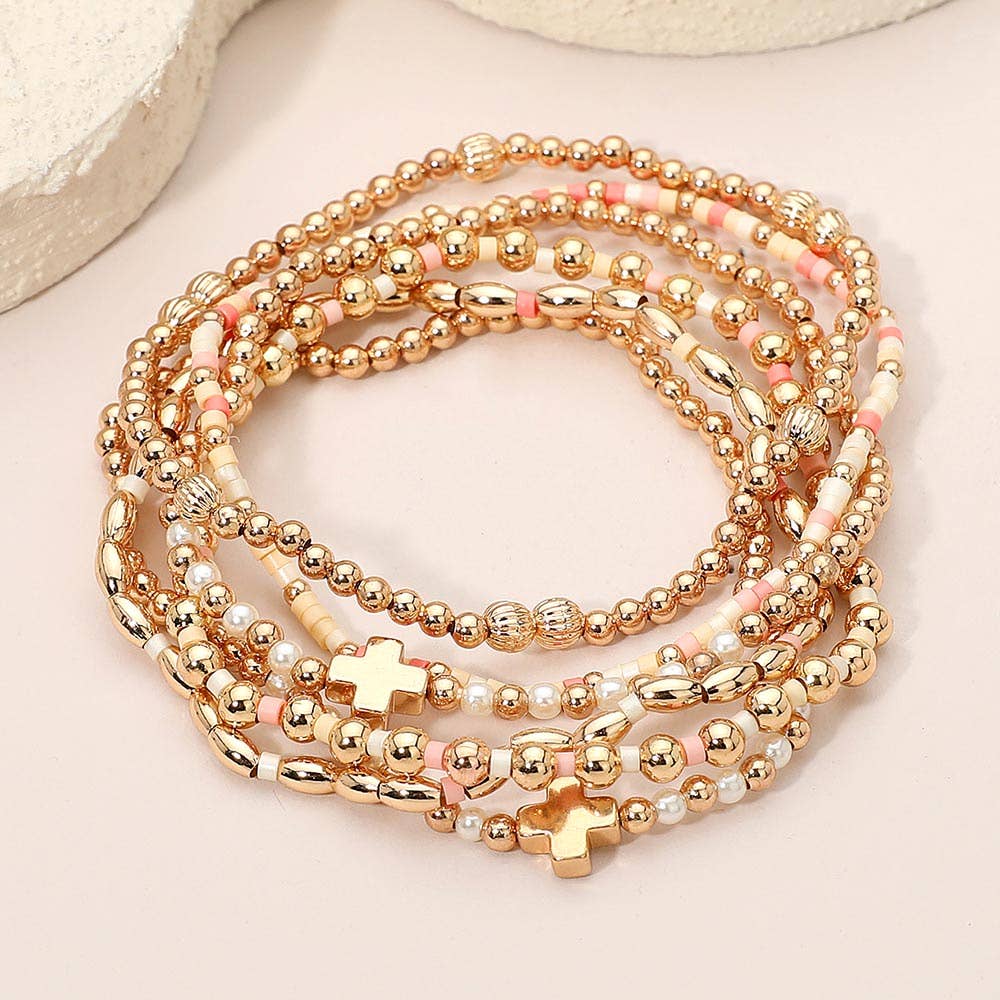 6 piece cross detail bracelet Neutral