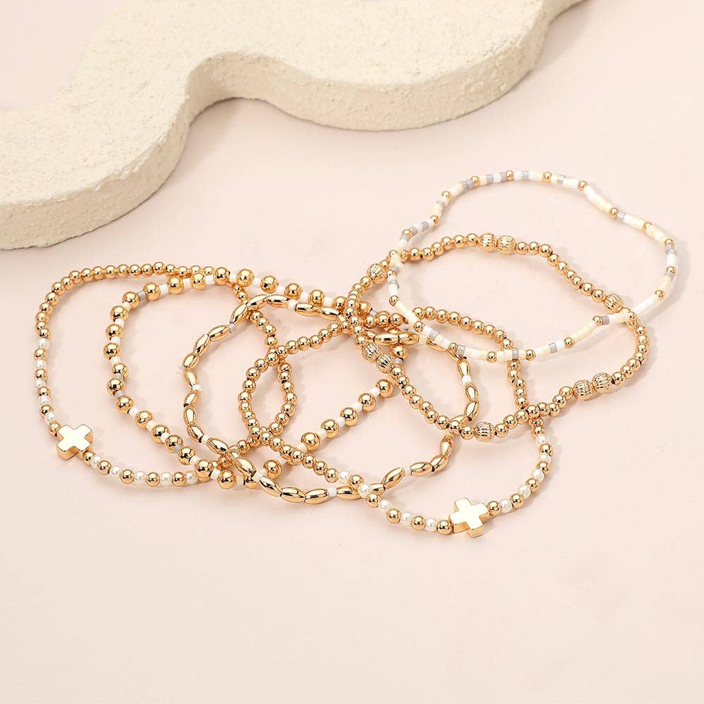 6 piece cross detail bracelet Neutral