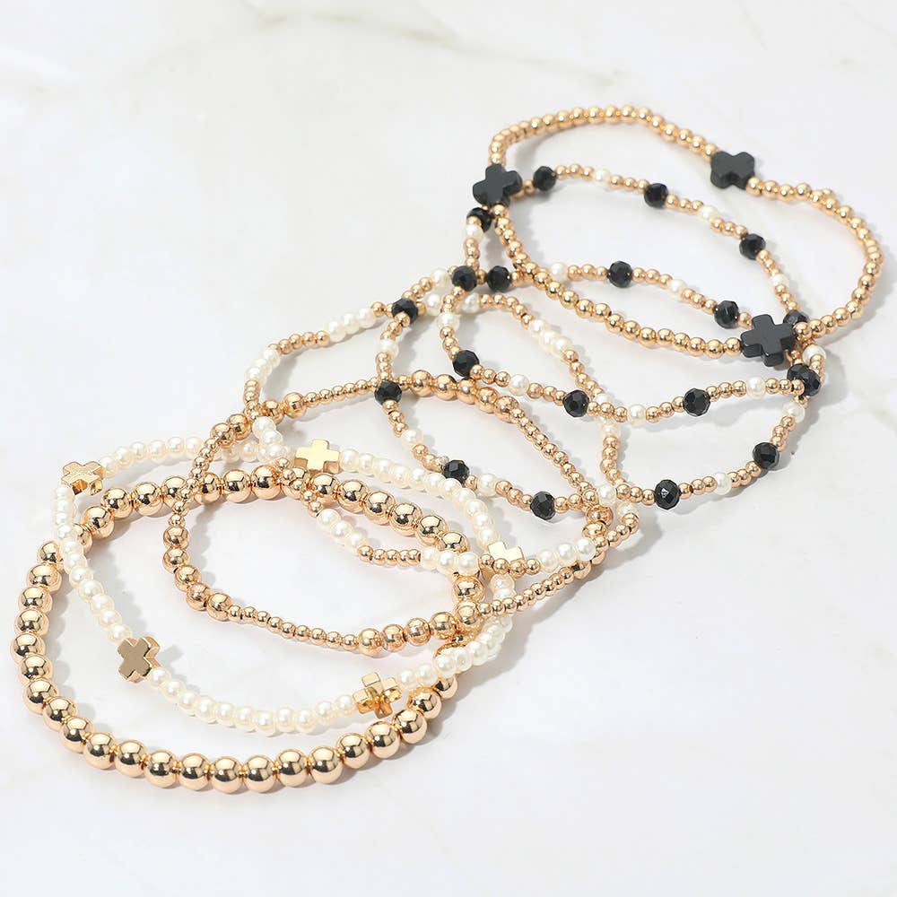 7 piece white cross bracelet