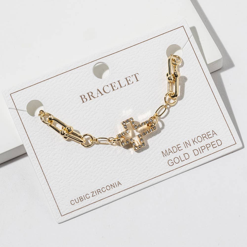 Gold cross bracelet