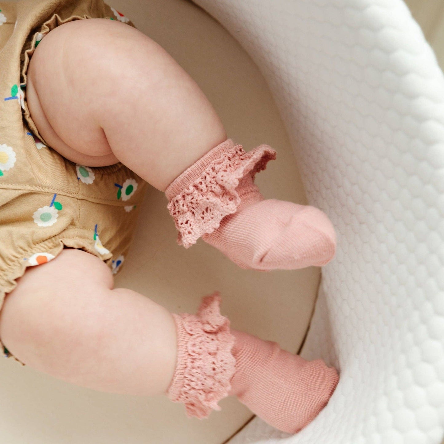 Blush Pink Lace Midi Socks