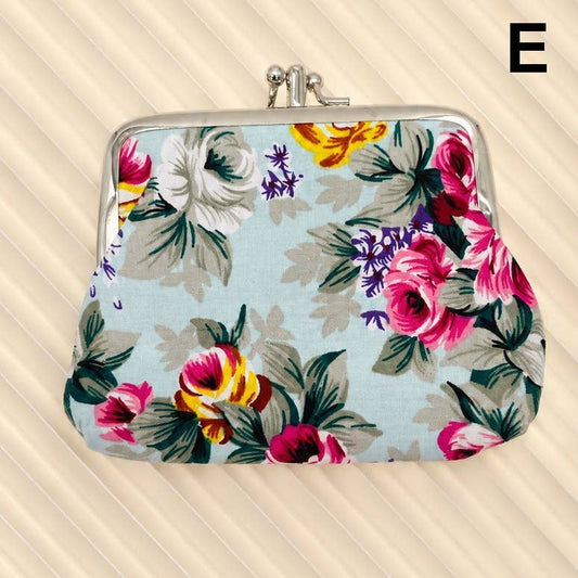 VINTAGE FLORAL KISS LOCK FRAME SMALL WALLET POUCH | 40P647: E