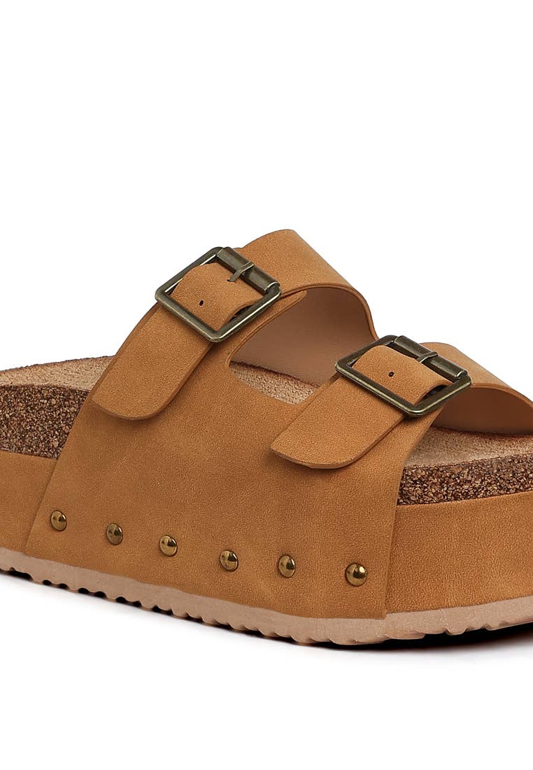 Platform studded slip ons