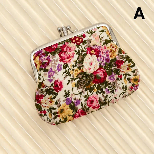VINTAGE FLORAL KISS LOCK FRAME SMALL WALLET POUCH | 40P647: A