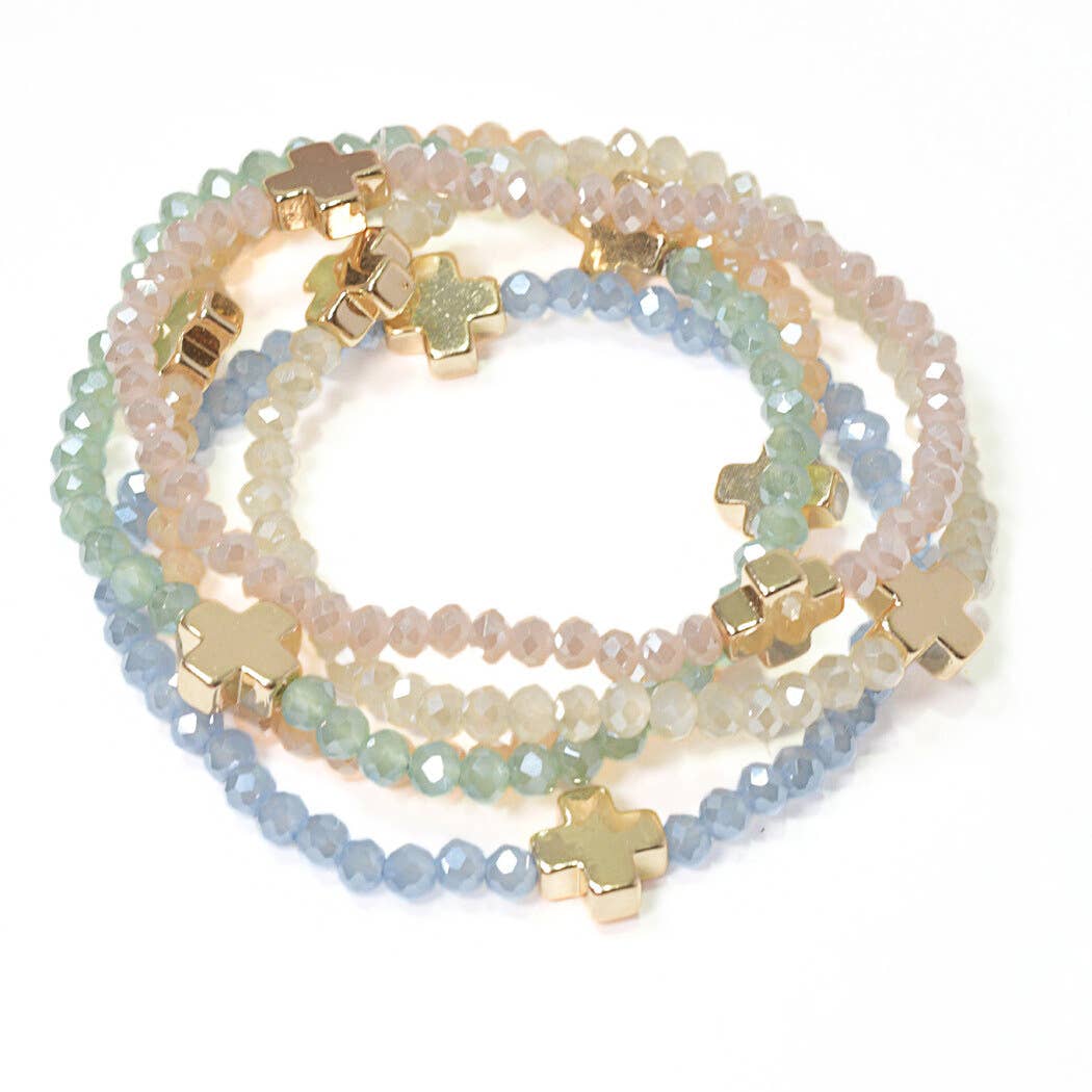 Light multi colored beaded cross stack