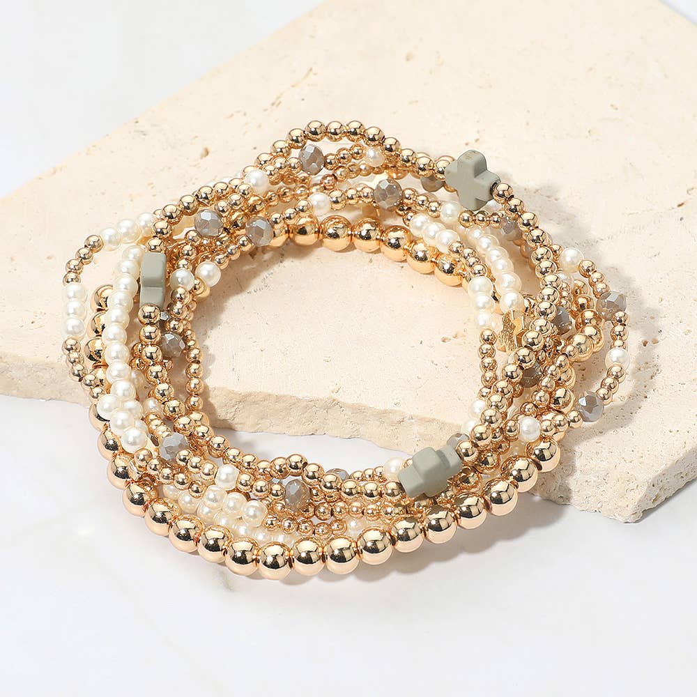 7 piece white cross bracelet