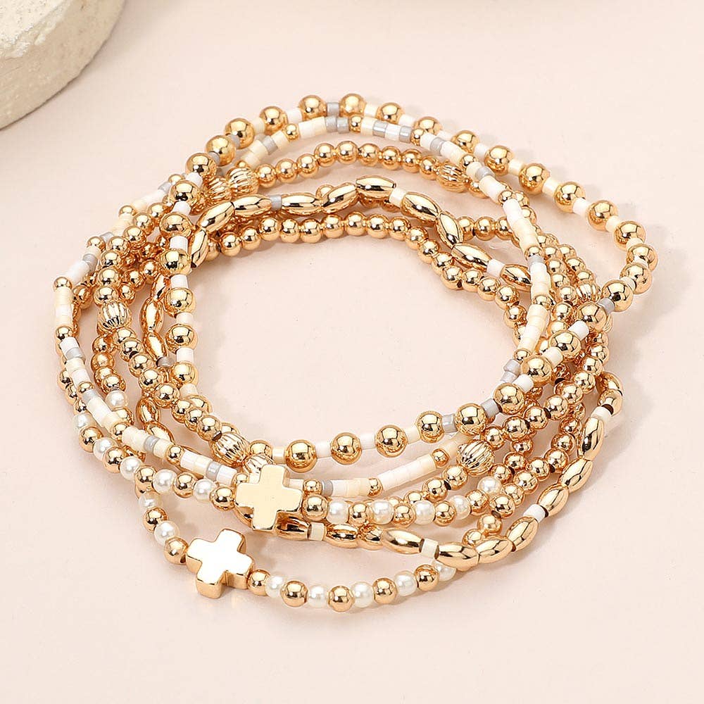 6 piece cross detail bracelet Neutral