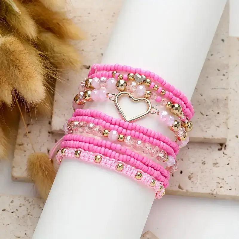 Pink beaded stack