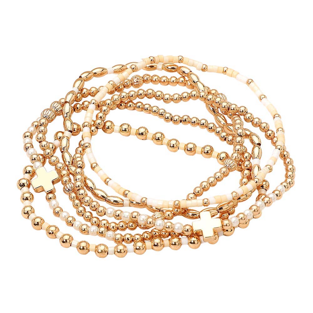 6 piece cross detail bracelet Neutral