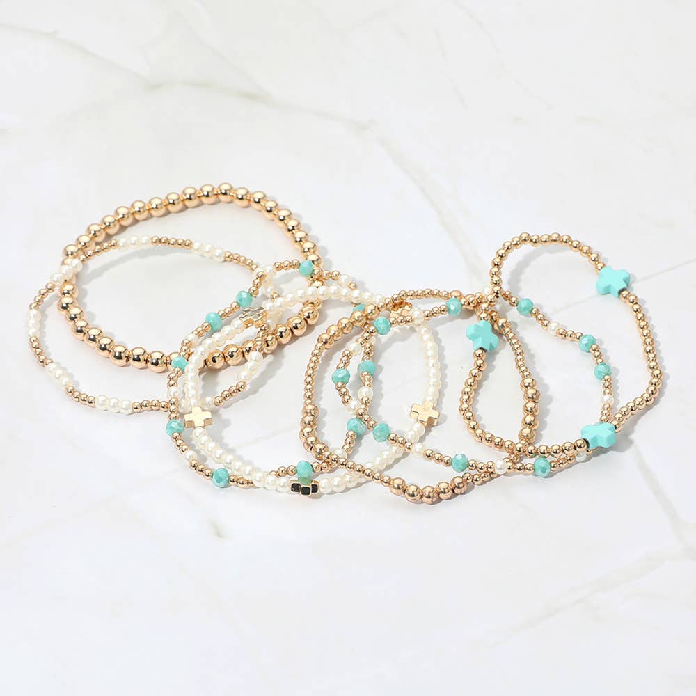 7 piece white cross bracelet