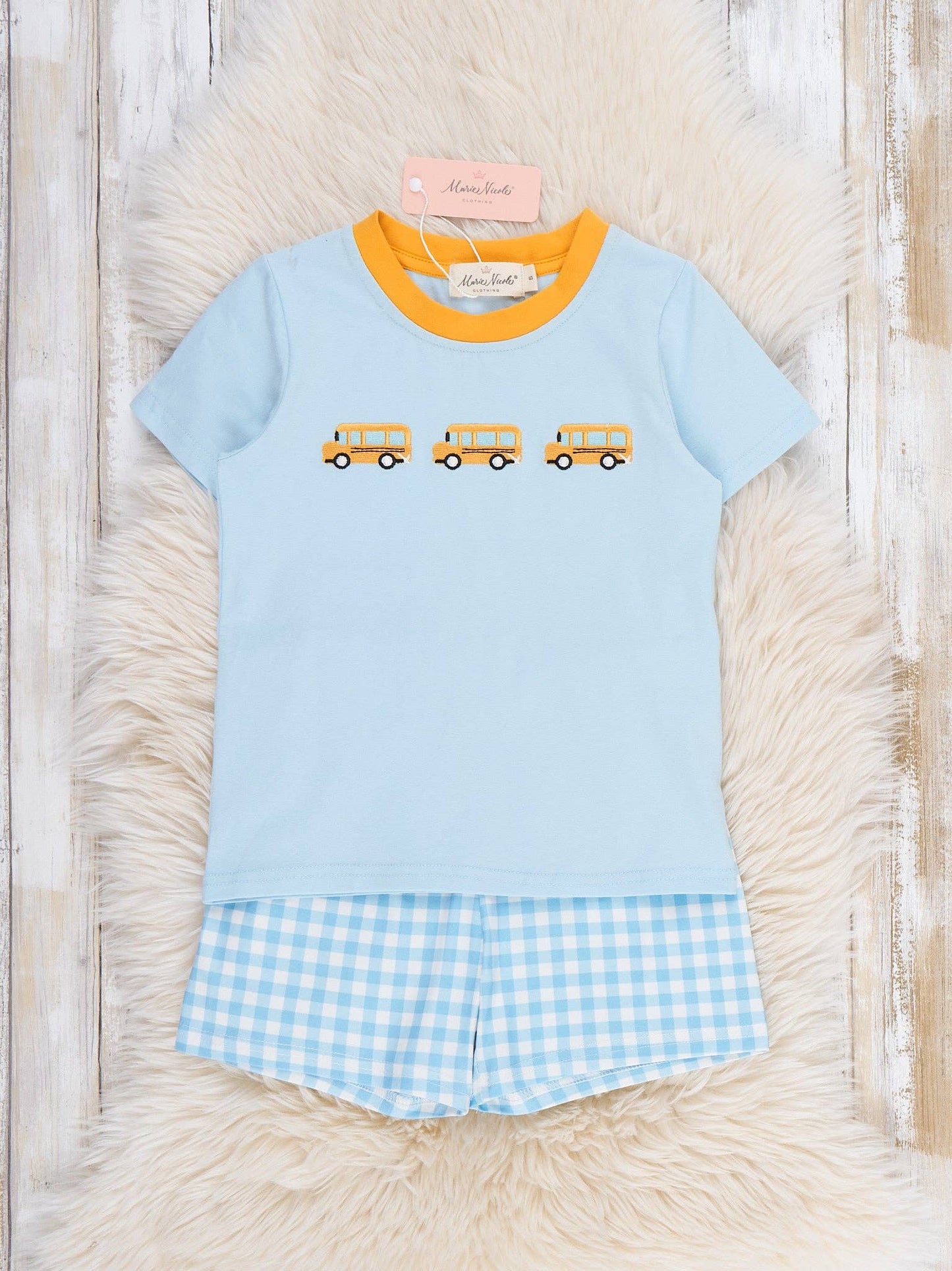Playful Bus Embroidered Outfit: L(4yrs)