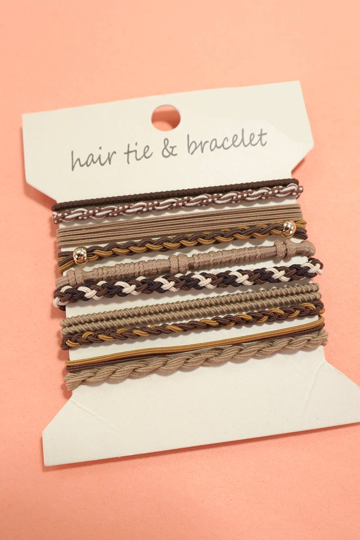 Boho Multi-Style Hair Tie Bracelet Set | Tan
