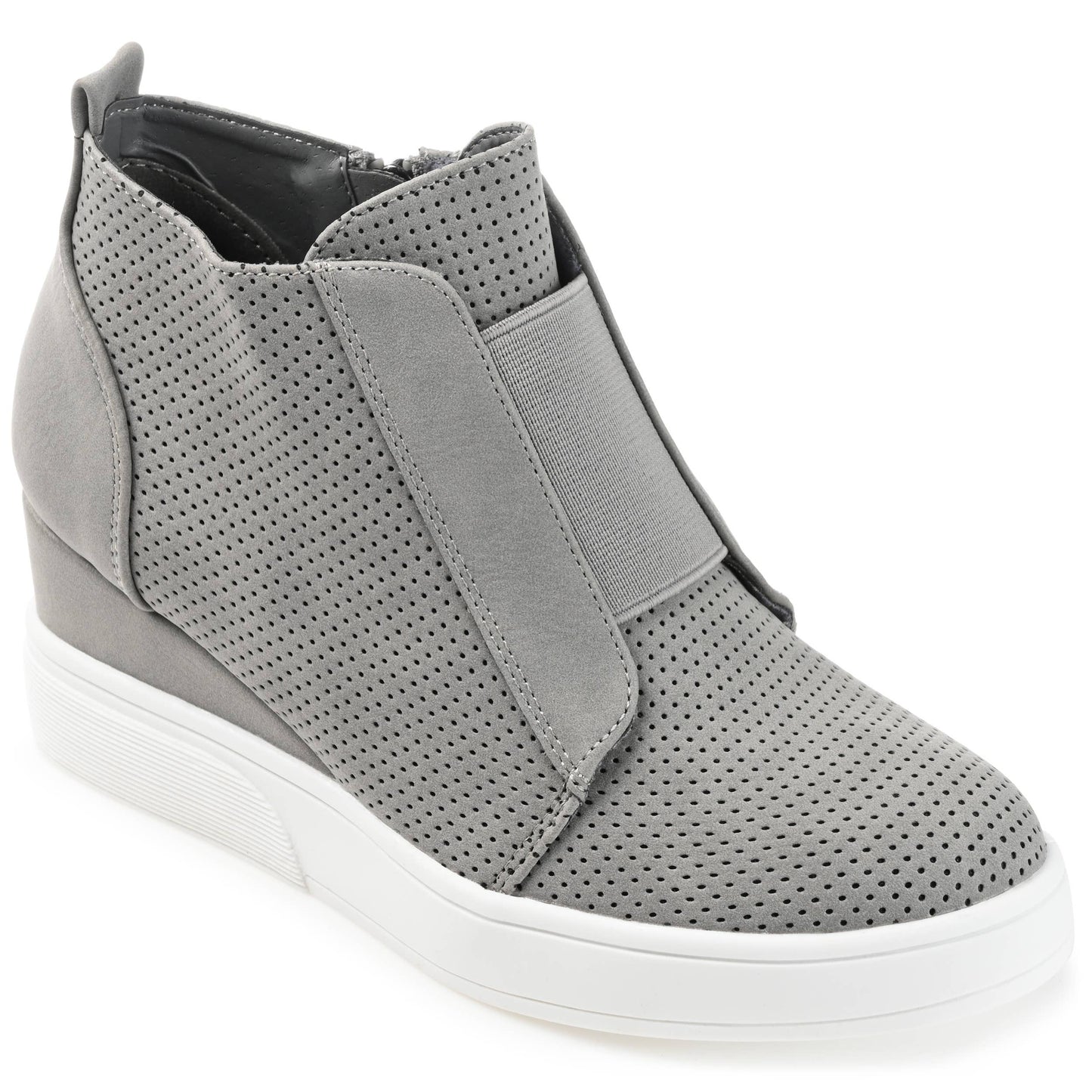 Clara Wedge Sneakers In Faux Leather: Olive / 7 / Medium