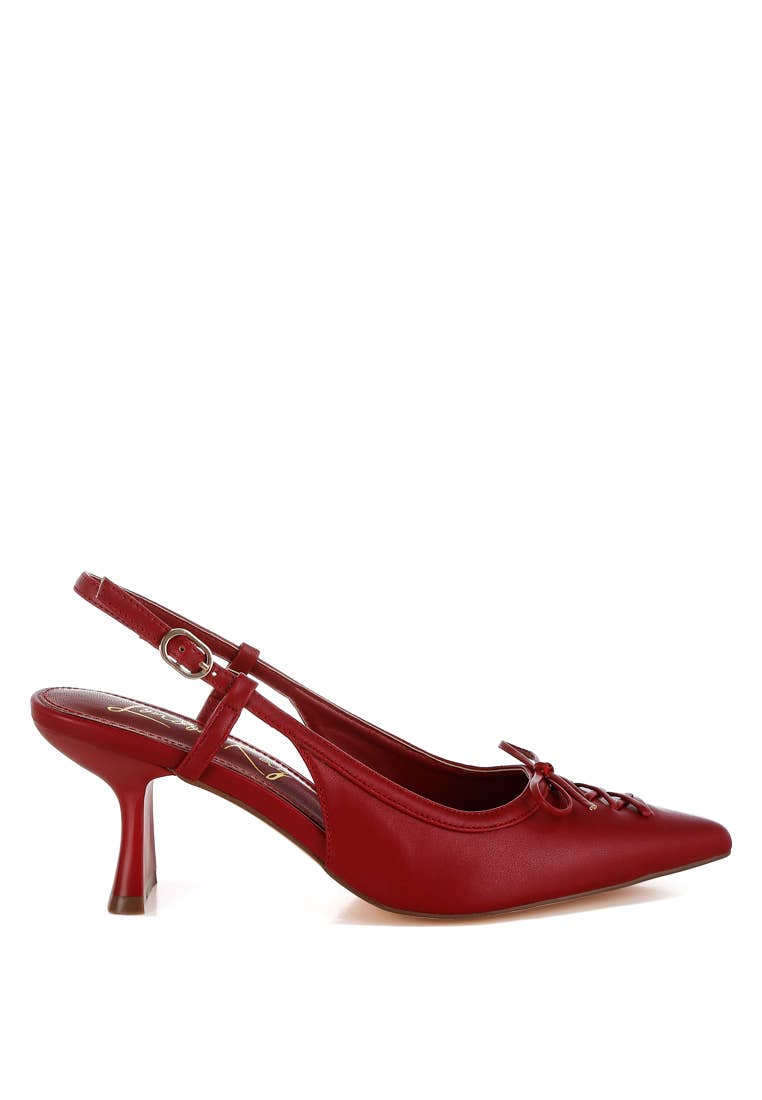 Red corset kitten heel