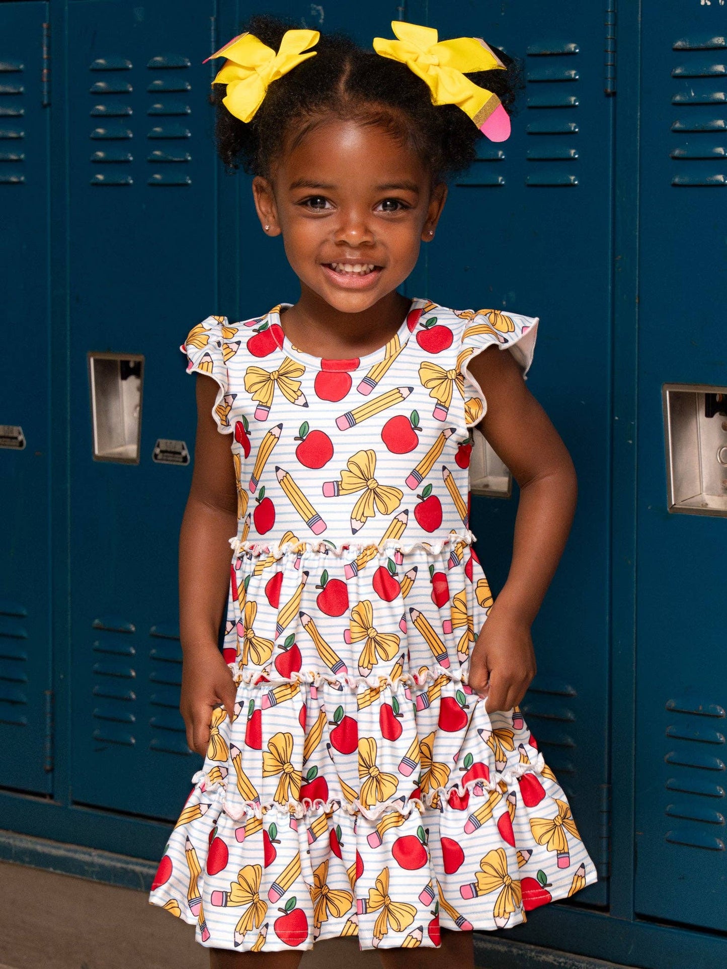 Little Learner Bow Ruffle Dress: XXL(6yrs)
