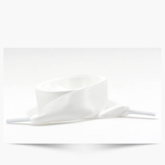 SILK SATIN RIBBON BOW PAIR SHOE LACES | 40SD108: White