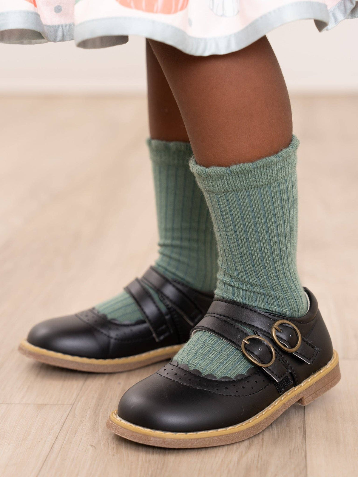 Double Buckle Mary Jane Hard Sole Shoes- Black: 6C