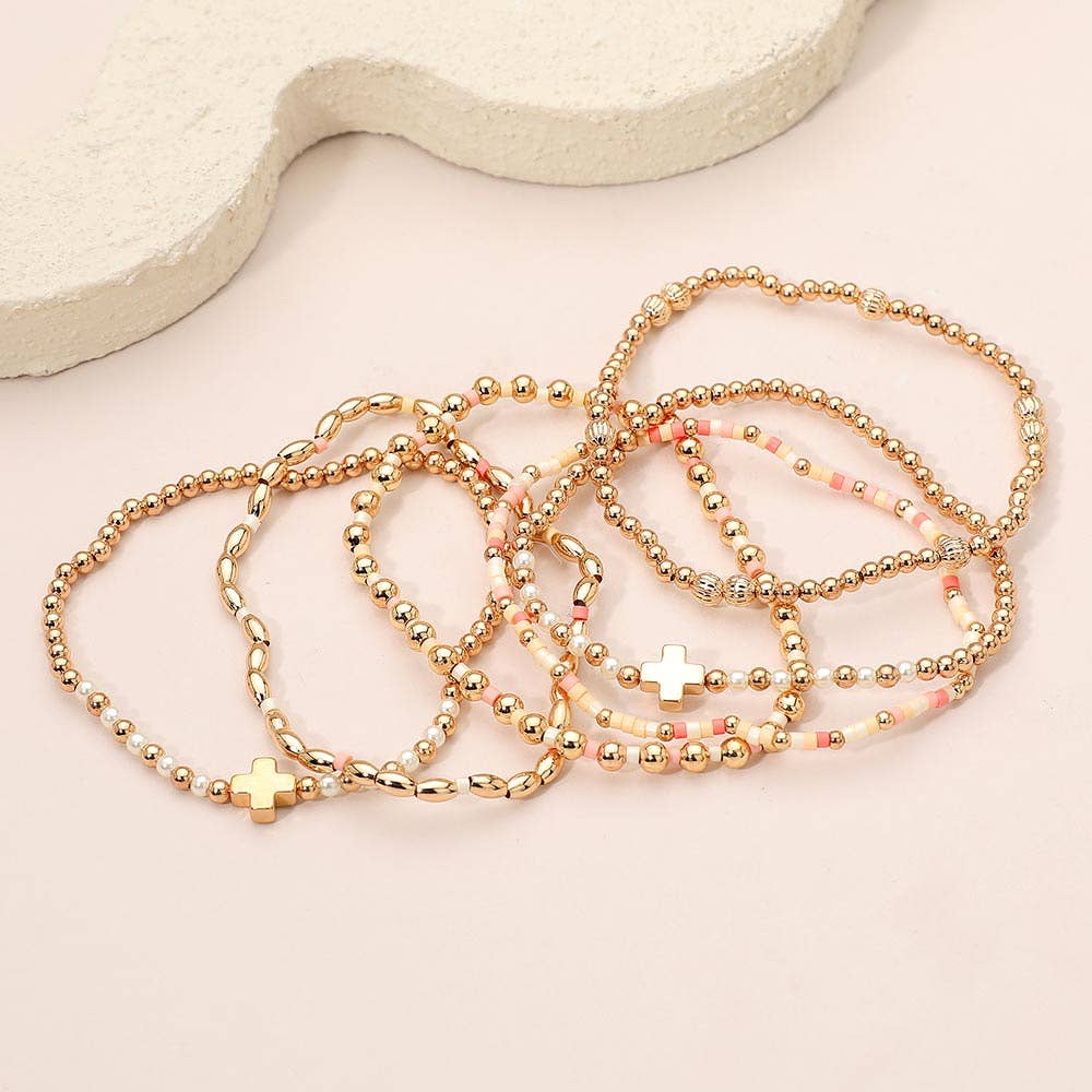 6 piece cross detail bracelet Neutral