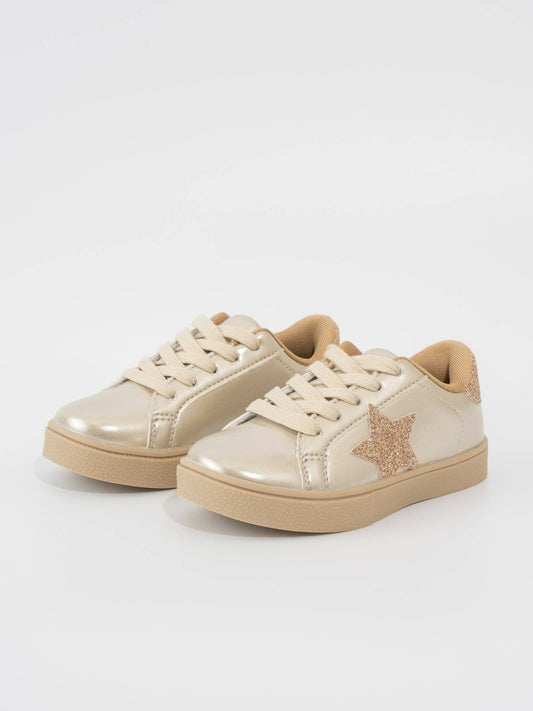 Girls' Sparkle Star Sneaker Metallic Gold
