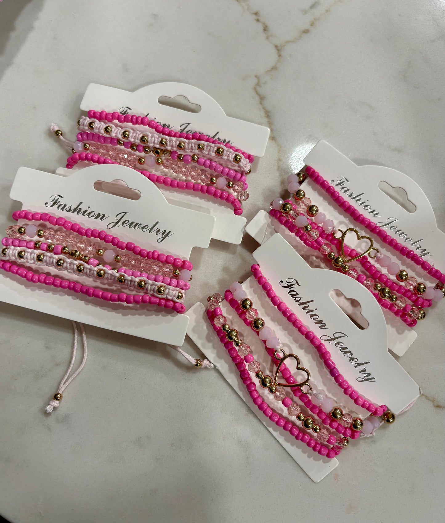 Pink beaded stack