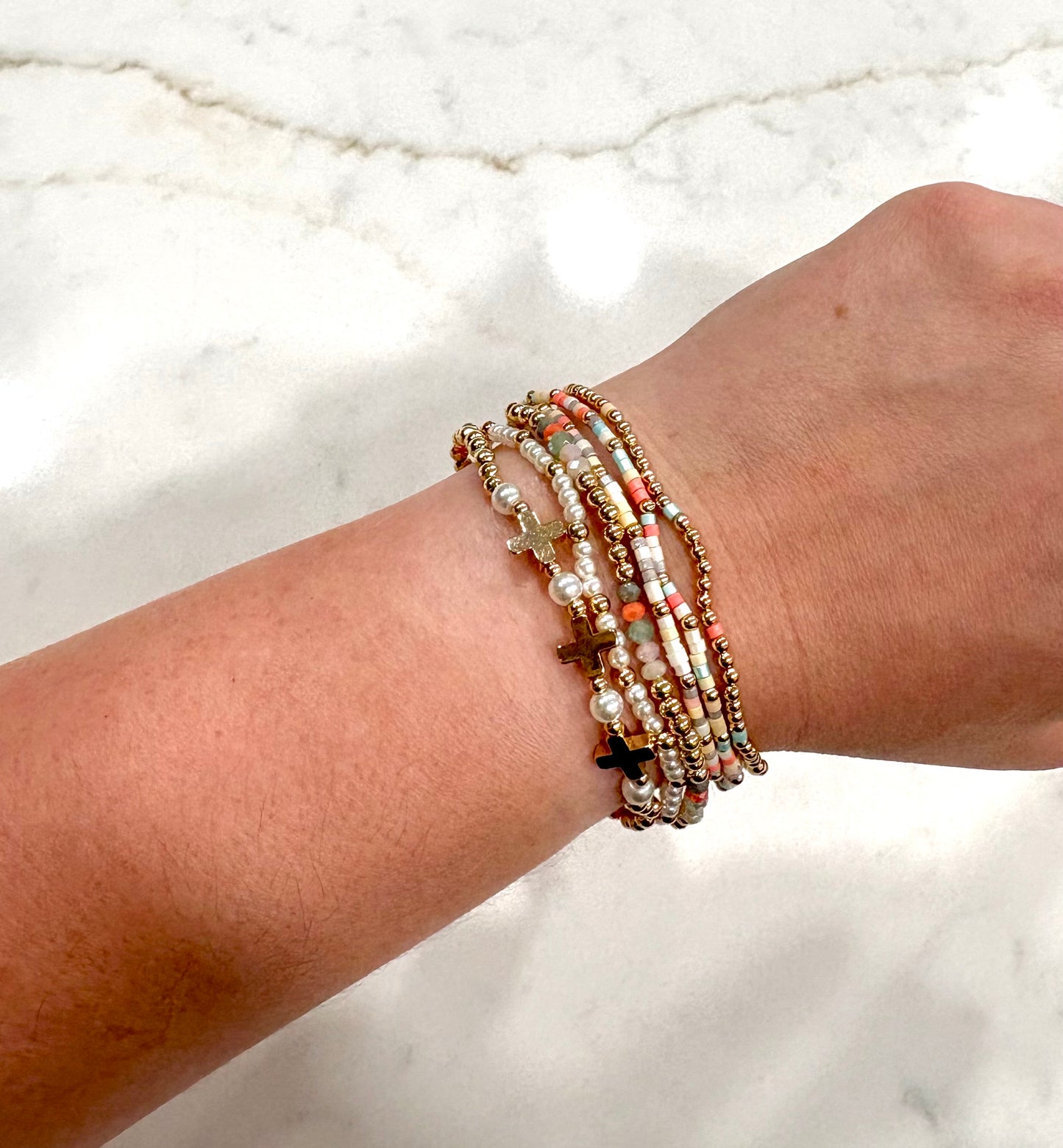 Multi colored cross stack