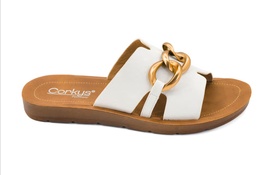 White chain detail sandal