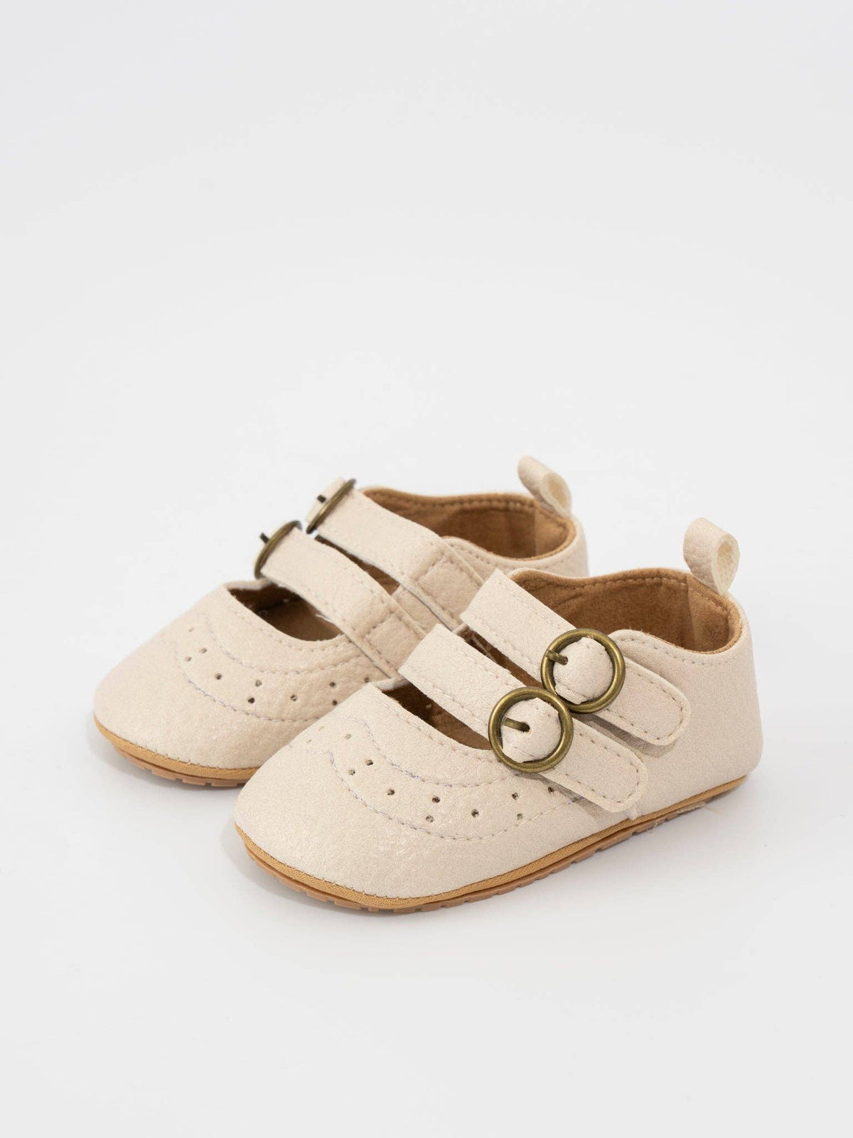 Double Buckle Mary Jane Baby Shoe Neutral: 12/18MOS