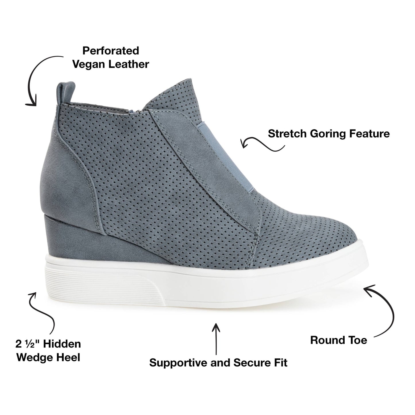 Clara Wedge Sneakers In Faux Leather: Olive / 7 / Medium